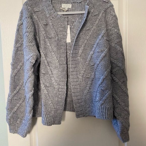 Lucky Brand Sweaters - Lucky Brand Bobble  Open Front Cardigan Gray